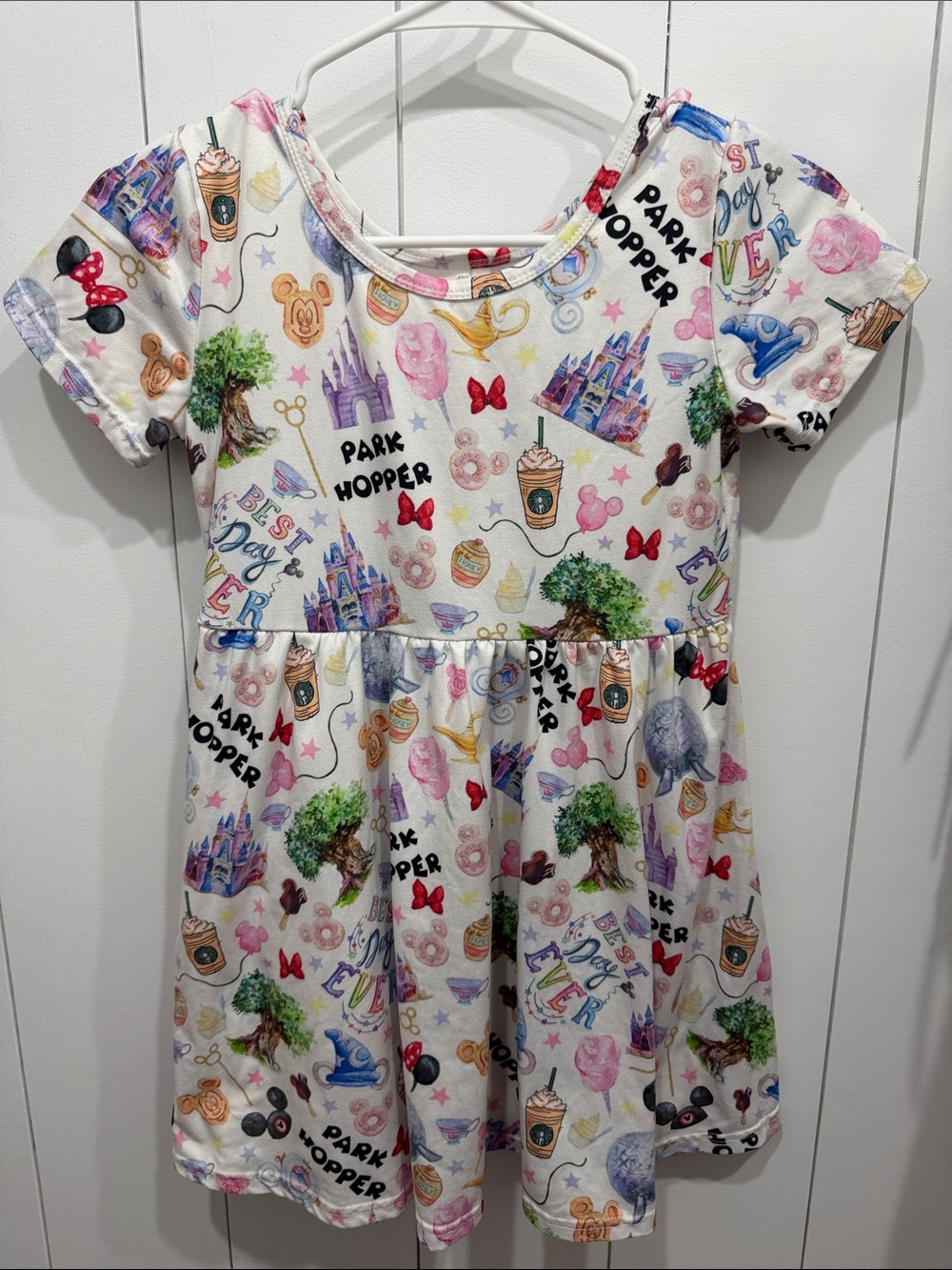 Disney Parks Theme Park Hopper Kids Dress Size 8/9 Mickey Castle Print Girls